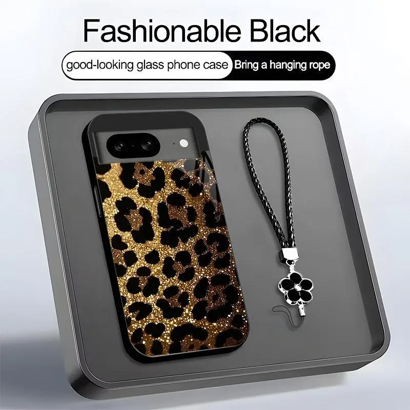 Suitable for [Google Pixel 8] high-end women's phone case🤩，free four-leaf clover lanyardthe pattern is printed, not glitter; various leopard print patterns are available，drop-resistant and fingerprint-proof YM99