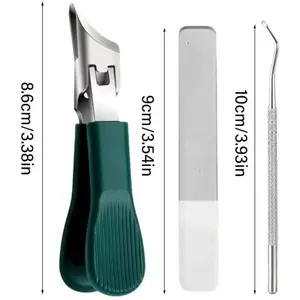 Eagle Beak Beveled Nail Clippers, 3Pcs Wide Jaw Opening Anti-Splash Slanted Nail Clipper, Long Handle Wide Jaw Opening Anti-Splash Slanted Edge Nail Clipper for Thick Nails,Seniors&Ingrown Care