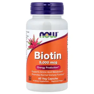 NOW Foods Biotin, 5,000 mcg, 60 Veg Capsules