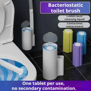 Revolutionary Disposable Toilet Brush Set-24 Antibacterial Odor Eliminating Refill Heads toilet bowl cleaners Wall Mounted Holder Deep Cleans Protects Enamel Essential Bathroom Hygiene Tool Kills Germs Prevent Stains for Household Plastic Cleaning Supply