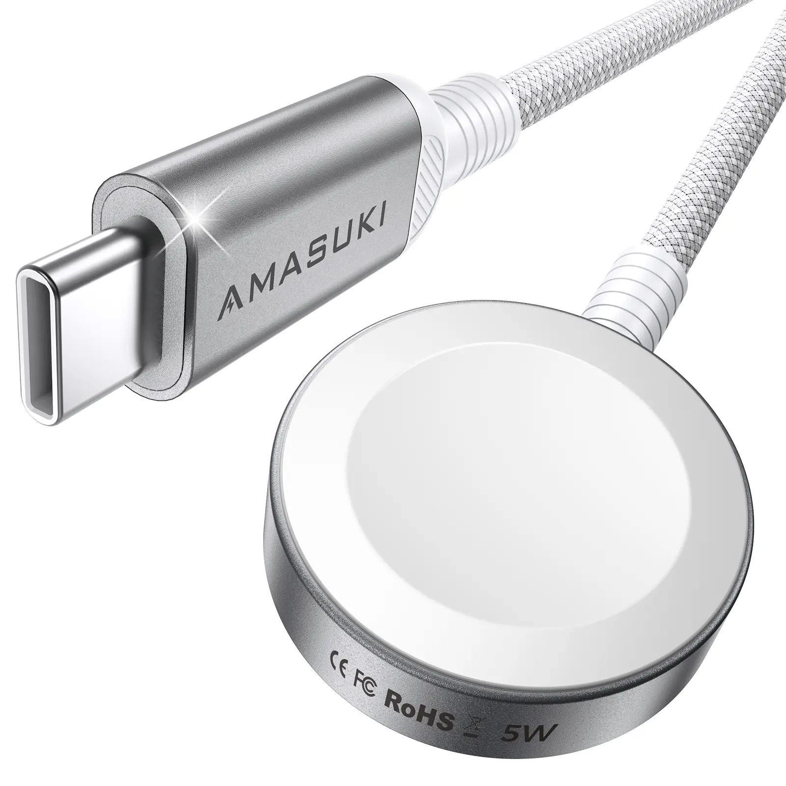 USB C Apple Watch Charger, 1M 5W Fast Charging Magnetic Wireless Cable, Compatible with Apple Watch Series 9/8/7/SE/6/5/4/3/2/1, Portable iWatch Charger for Home & Travel