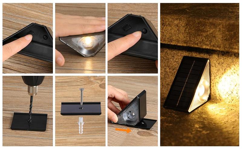 FabStyl RGB Solar Step Stair Lights, Warm White & 7 RGB Color, Waterproof Outdoor Step Lights, Solar Triangle Lights Decor for Garden Stair, Deck, Step, Porch, Patio. Perfect for Halloween, Christmas and holiday decorations FabStyl RGB Solar Step Stair Lights, Warm White & 7 RGB Color, Waterproof Outdoor Step Lights, Solar Triangle Lights Decor for Garden Stair, Deck, Step, Porch, Patio. Perfect for Halloween, Christmas and holiday decorations