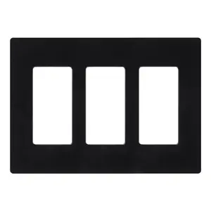 Lutron CW-3-BL Claro Standard 3-Gang Designer Screwless Wall Plate, Black