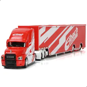 1/64 Scale LoneStar Semi Truck with Full Trailer Die-Cast Alloy Model – Heavy Duty Tractor with Opening Hood, Rubber Tires and Complete Trailer Set, Collectible Gift for Adults and Kids Red White