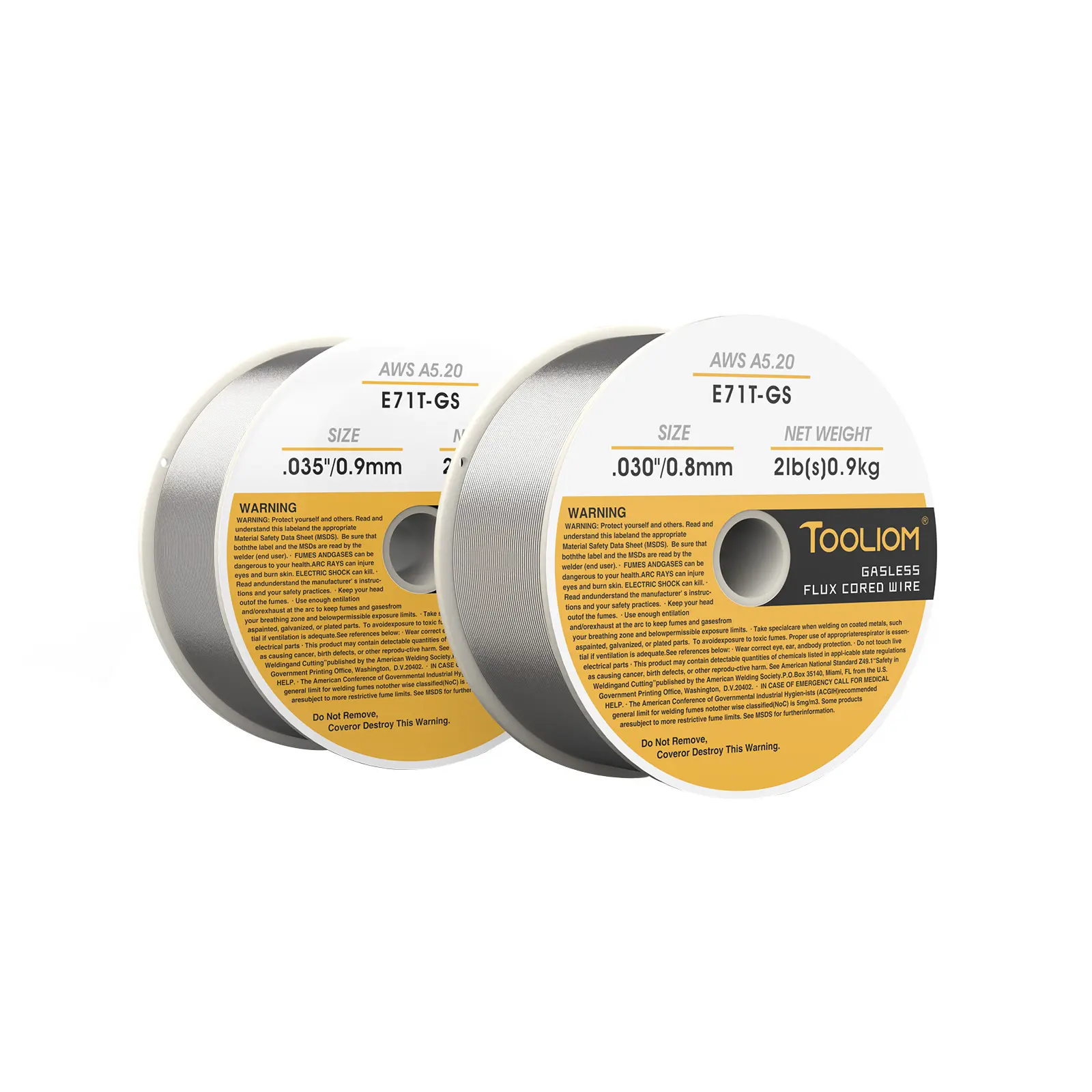 TOOLIOM 2-Pack E71T-GS Gasless Flux Core MIG Wire (.030" / .035") - 2LB Spool Self-Shielded Carbon Steel Welding Wire for All Position Welding