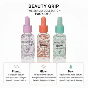 Facial Serum Set Pack of 3 – Plump Collagen Serum, Glow Niacinamide Serum & Dew Hyaluronic Acid Serum 30ml Each