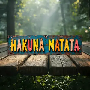 Hakuna Matata Retro Wall Hanging Decoration 10X40 cm Classic Vintage Design No Electricity Needed for Home Bars Garages Multifunctional Street Art Gift funny tin sign