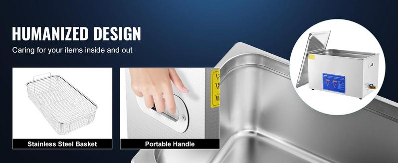 VEVOR Professional Ultrasonic Cleaner, TikTokShopBlackFriday, Max. 30L Ultrasonic Jewelry Cleaner with Digital Timer & Heater, Stainless Steel Industrial Sonic Cleaner 40kHz for Glasses, Watches, Rings, Small Parts VEVOR Super Brand Day