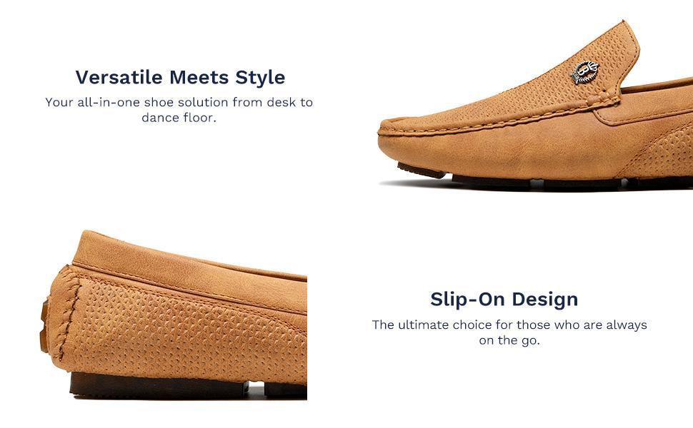 Bruno Marc Men's Versatile Slip-On PU Leather Loafers with Round Toe