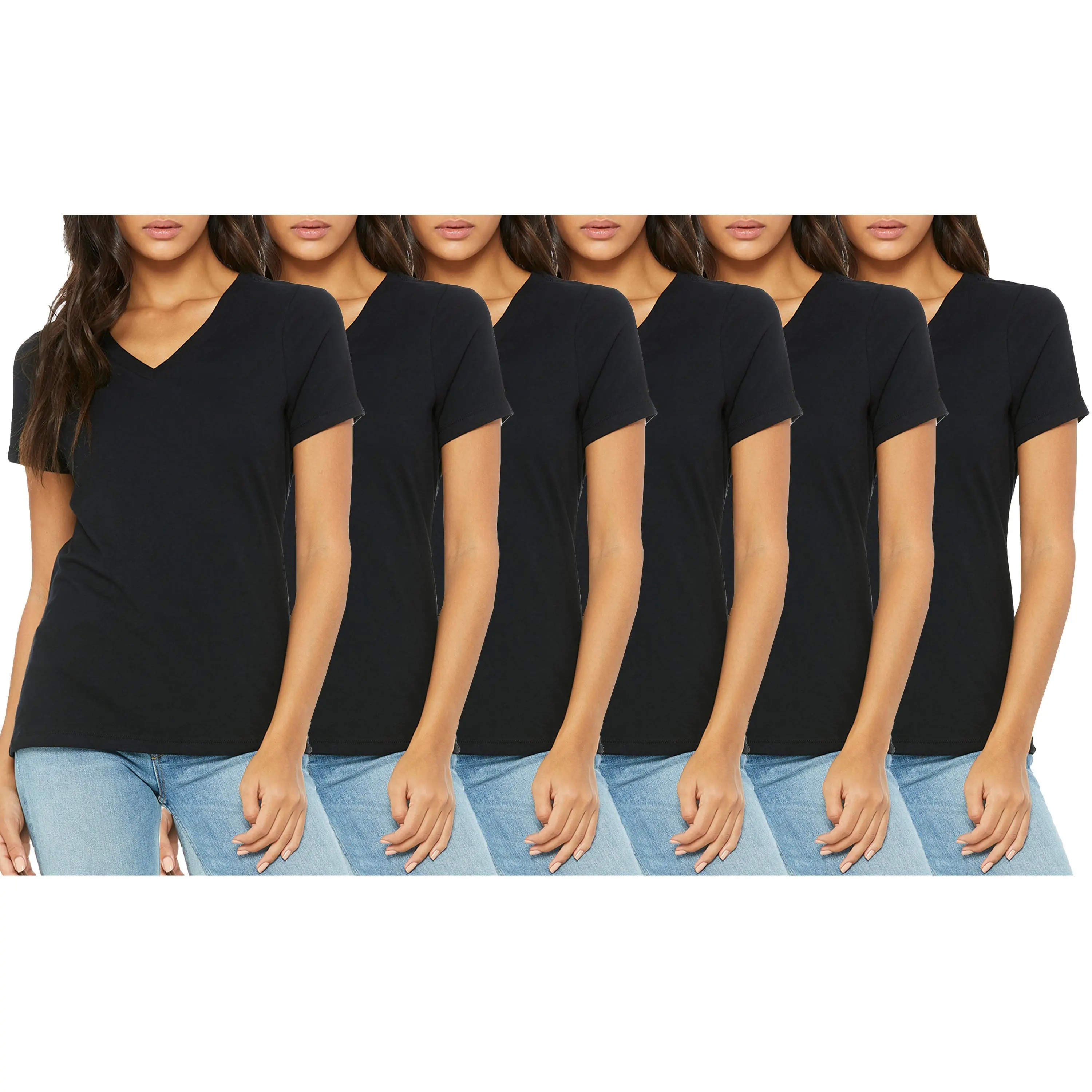 (V-Neck) Black x6