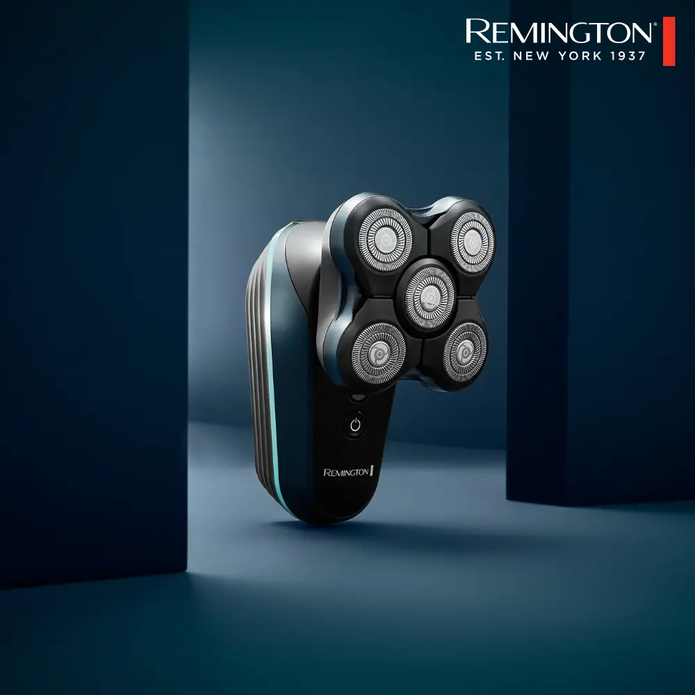 Remington Balder Head & Beard Rotary Head Shaver with Trimmer, Ideal for Skin-Close Finish and Versatile Shaving, 100% Waterproof, Cordless, Combs and Trimmer Included,