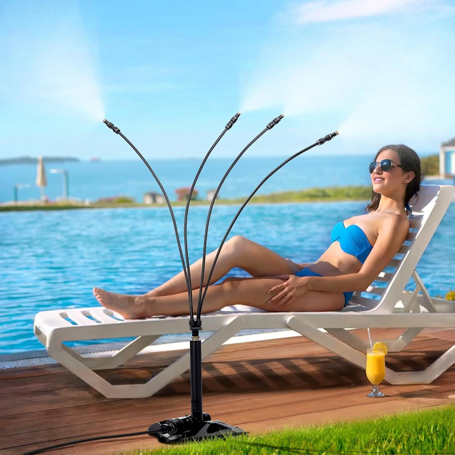 Portable Standing Outdoor Misting System, 1pcs 27.5 in. Stand Mist Line Sprinklers for Outdoor Cooling, Garden Supplies, Sprayers in Lawn and Garden, Patio Backyard BBQ Use