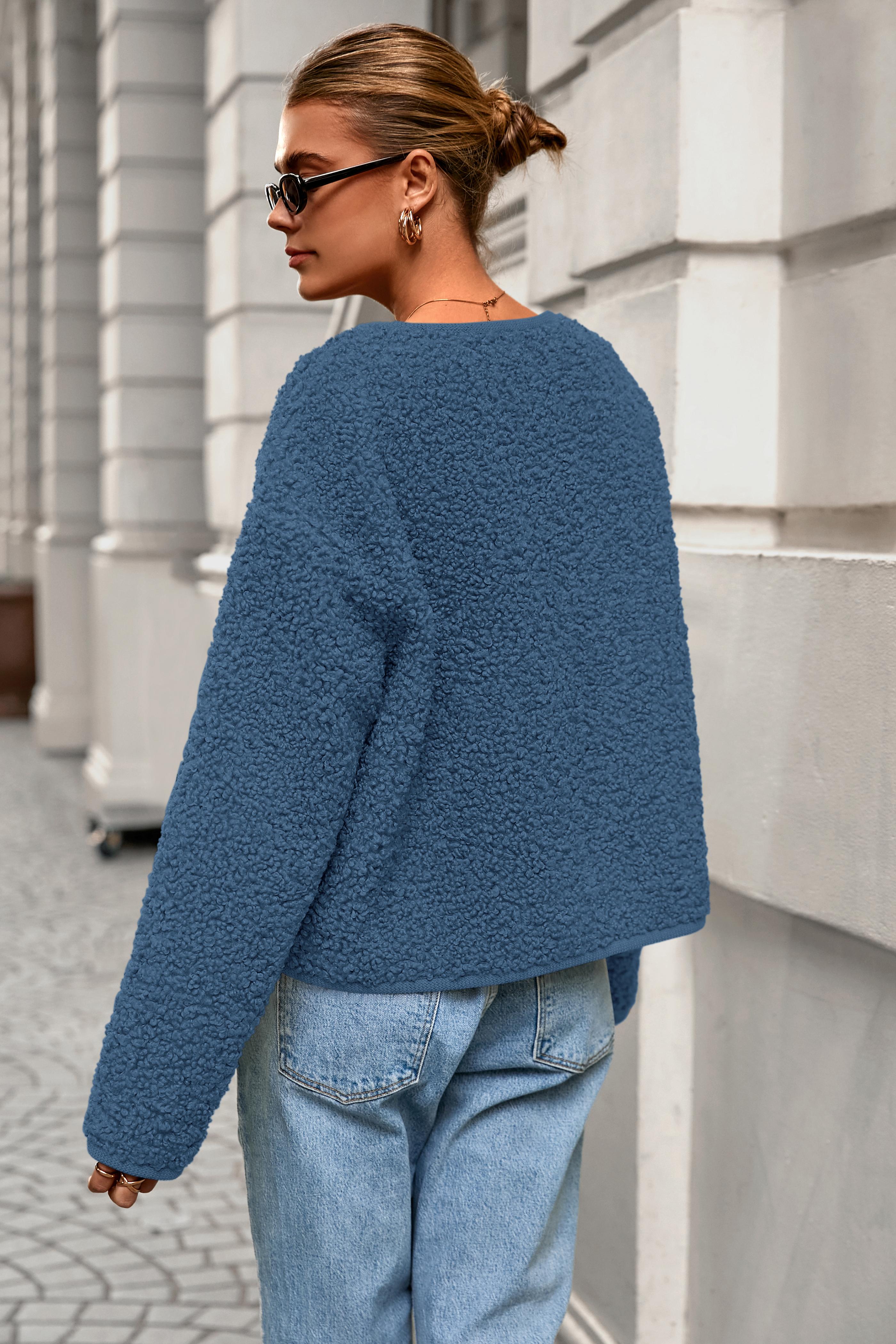 PRETTYGARDEN Women's Winter Coat Teddy Bear Soft Faux Fur Jacket Fuzzy Fleece Cropped Outerwear with Buttons Warm Cozy Fall Fashion Coat Trendy Cute Jackets for Women Winter Essentials - Casual Long Sleeve Fitted Crewneck Minimalist