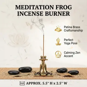Solid Copper Meditation Frog Incense Holder, Handcrafted Zen Desktop Decor, Yoga Room & Home Office Ornament, Unique Spiritual Gift