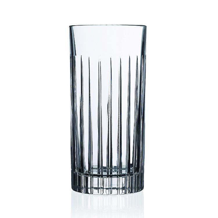 212 MAIN Glassware Drinkware 15oz Crystal Highball Glass Set - Highball Shape, Modern Cut, Straight Line Design (Lorenzo Imports 245630)