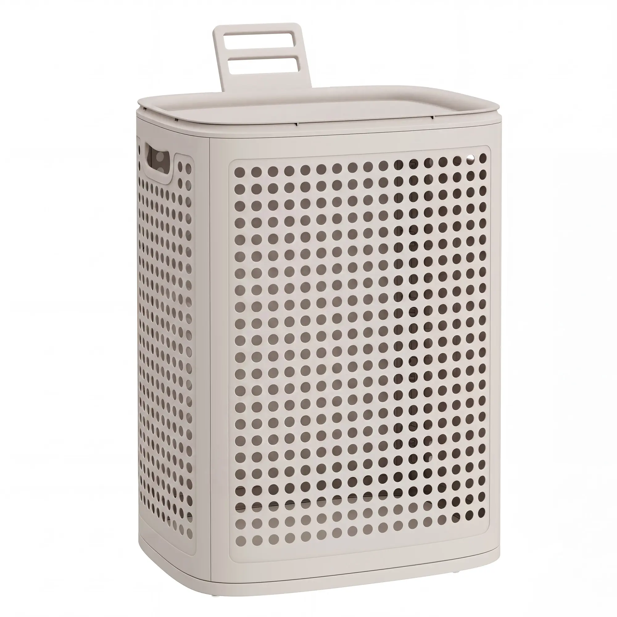 SONGMICS Laundry Hamper with Lid, Plastic Laundry Basket, 19.8 Gallons (75 L), Slim Storage Basket, for Bathroom, Bedroom