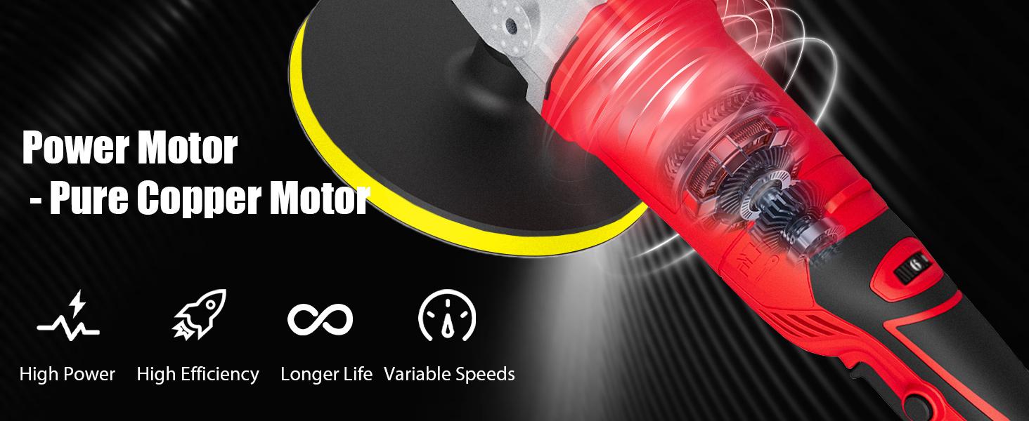 AVID POWER Car Buffer Polisher, 1200W 7 Inch/6 Inch Rotary Buffer Waxer, 6 Variable Speed 1600-3500 RPM, Detachable Handle & Side Handle for Car Detailing, Boat Sanding, Polishing and Waxing