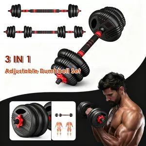 3 in 1 Dumbbells Set, 13/15/20/22/33/35/44/55/66lbs Adjustable Weights Dumbbells Barbell Set, Home Fitness Weight Set Gym Workout Exercise Training with Connecting Rod for Men Women