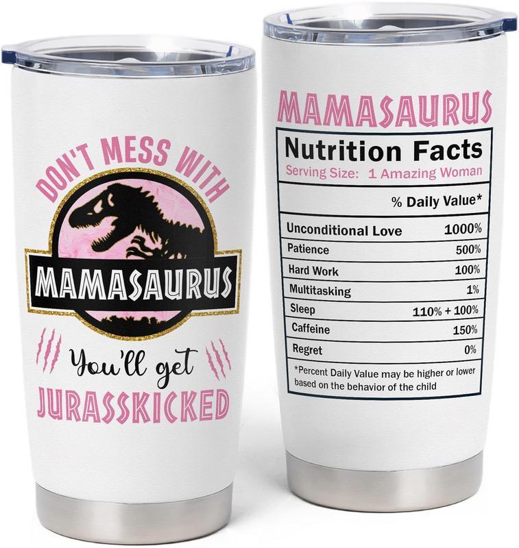 Custom Mama Dino Mothers Day Tumbler Gifts For Mom, Wife -  Tumbler Drinkware Flasks Bottled Gifts For Mom From Daughter, Son, Kids