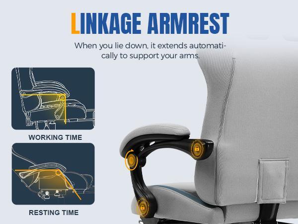 【New Year Sale】GTPLAYER Gaming Reclining Swivel Chair, Breathable Fabric Memory Foam Pillow, Smooth Rolling Swivel w/ Premium Spring Cushion