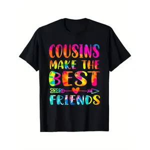 Men'S Funny Cousins Make the Best Friends Tie-Dye T-Shirt - 180g Soft Slim Fit Short Sleeve, Vibrant Multicolor Cousin Matching Outfits, Family Reunion Gift, Casual Summer & Year-Round Comfortable Round Neck Tee for Men, Statement Outfit