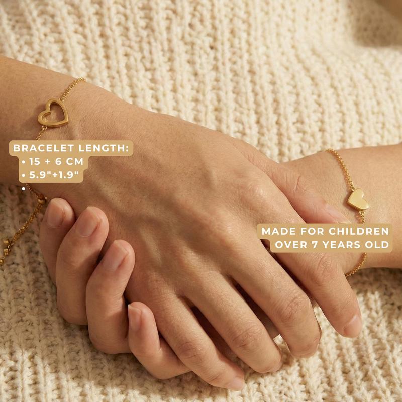 Bestfriends bracelet set Mama Daughter Heart Bracelet Set Matching Best Friends Gift Adjustable Family Jewelry Bonding Gift