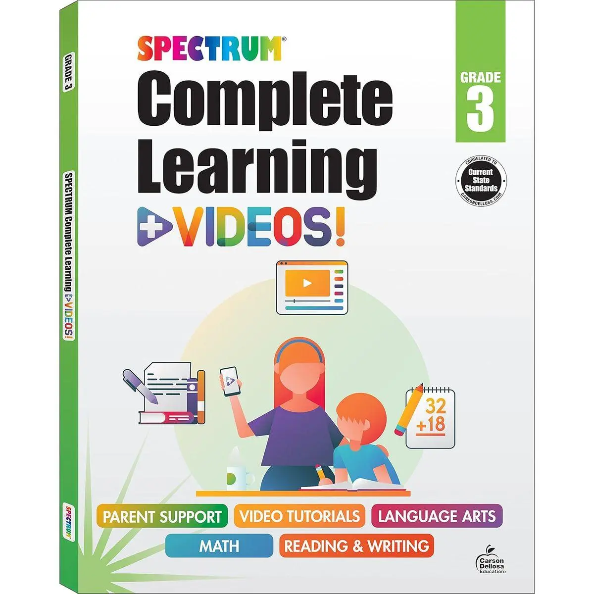 Spectrum Complete Learning + Videos 3rd Grade Workbooks, Language Arts, Reading Comprehension, Writing, and Math Book for Kids Ages 8-9 With Video Tutorials (Volume 68) Paperback – March 11, 2022