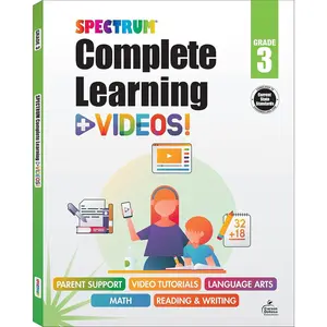 Spectrum Complete Learning + Videos 3rd Grade Workbooks, Language Arts, Reading Comprehension, Writing, and Math Book for Kids Ages 8-9 With Video Tutorials (Volume 68) Paperback – March 11, 2022