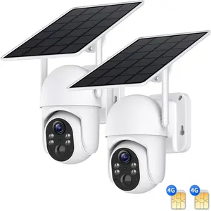2/4 Pack-4G LTE Cellular Solar Security Camera with 360° Live Video Capture, Solar Panel, PIR Motion Alert, 2K Spotlight, Color Night Vision, Real-Time Remote Access, Outdoor Accessory, White/Black (Data Subscription Required) 4-Pack Monitoring Phone