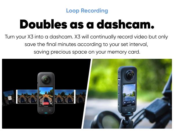 Insta360 X3 - Waterproof 360 Action Camera with 1/2" 48MP Sensors, 5.7K 360 Active HDR Video, 72MP 360 Photo, 4K Single-Lens, 60fps Me Mode, Stabilization, 2.29" Touchscreen, AI Editing, Live Stream