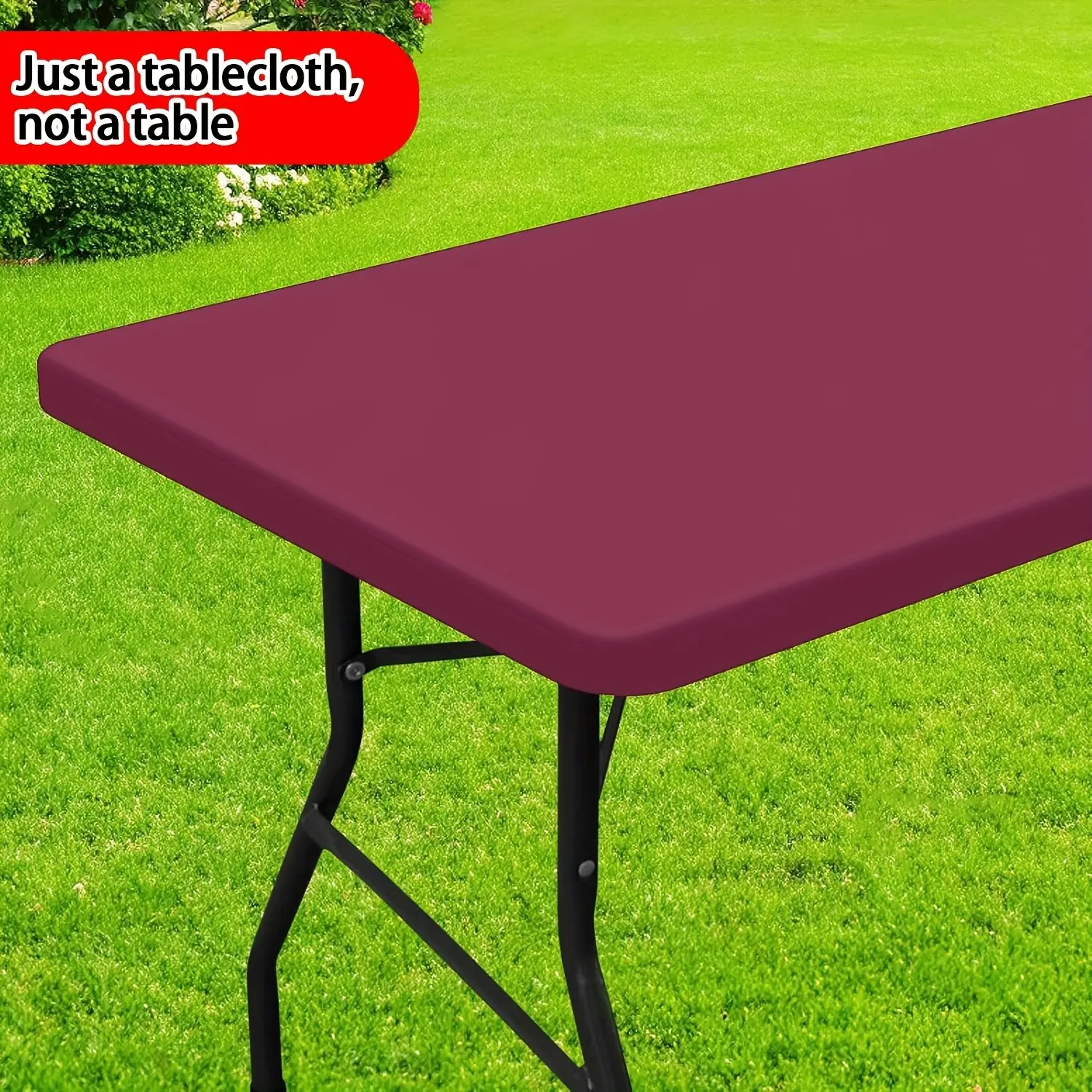 Rectangular Solid Color Table Cover, Vinyl Waterproof Oil-Resistant Easy-Clean, Non-Slip Tablecloth, Ideal for Indoor Outdoor Events, Picnics, Weddings