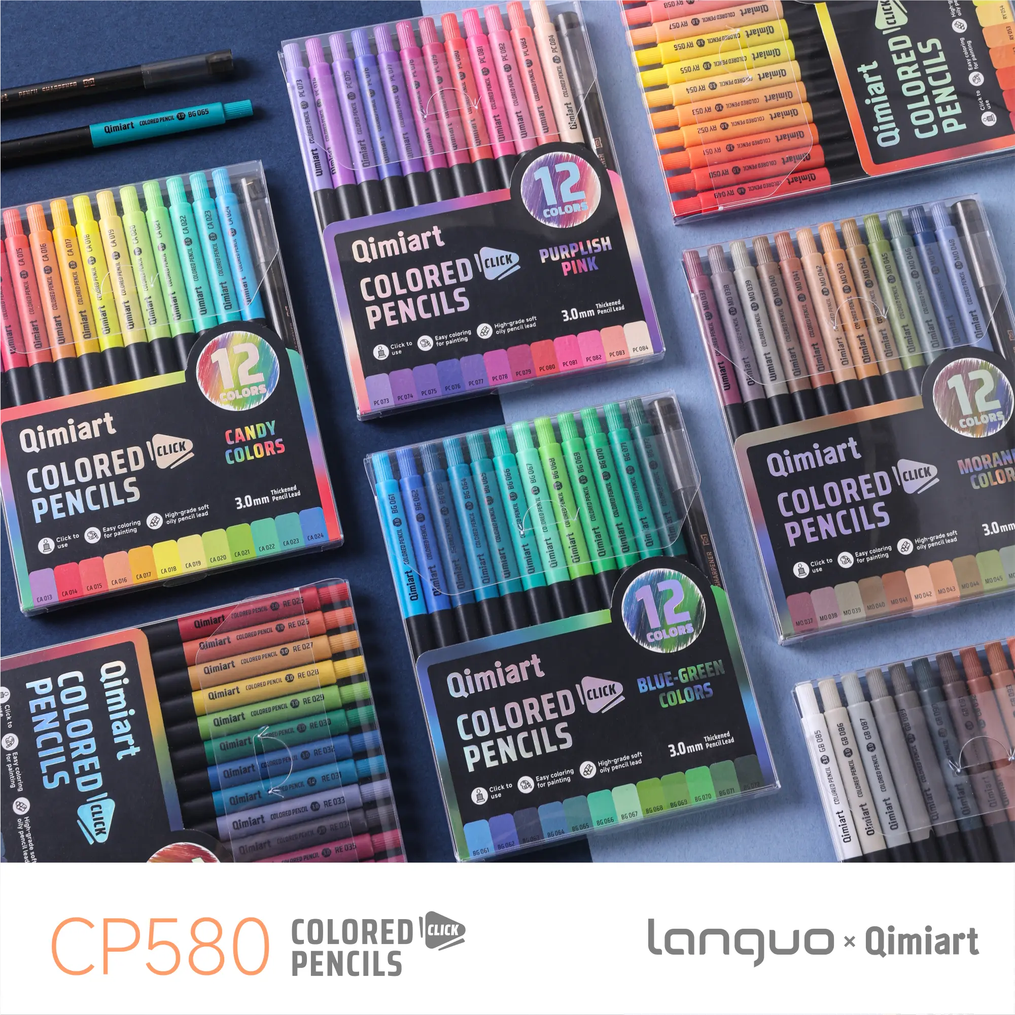 languo Unisex Candy-Colored Retractable Colored Pencils, 3.0mm Soft Oilcore Back-to-School Haul Kit with Sharpener, Easy Sharpening, Smooth Blending, First Day of School Supplies for Sketchbook Ideas & Art Creation, Stationery Supplies