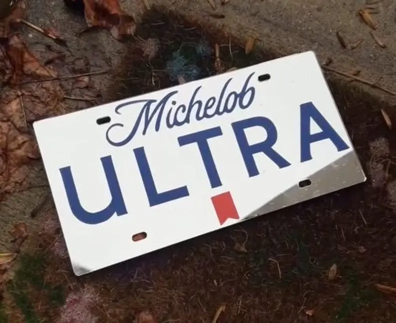 Michel0b UItra License Plate,Michelob Ultra Front Plate, Chrome Michel0b Ultra License Plate, License Plate, Truck Car Tags, Gifts for Him