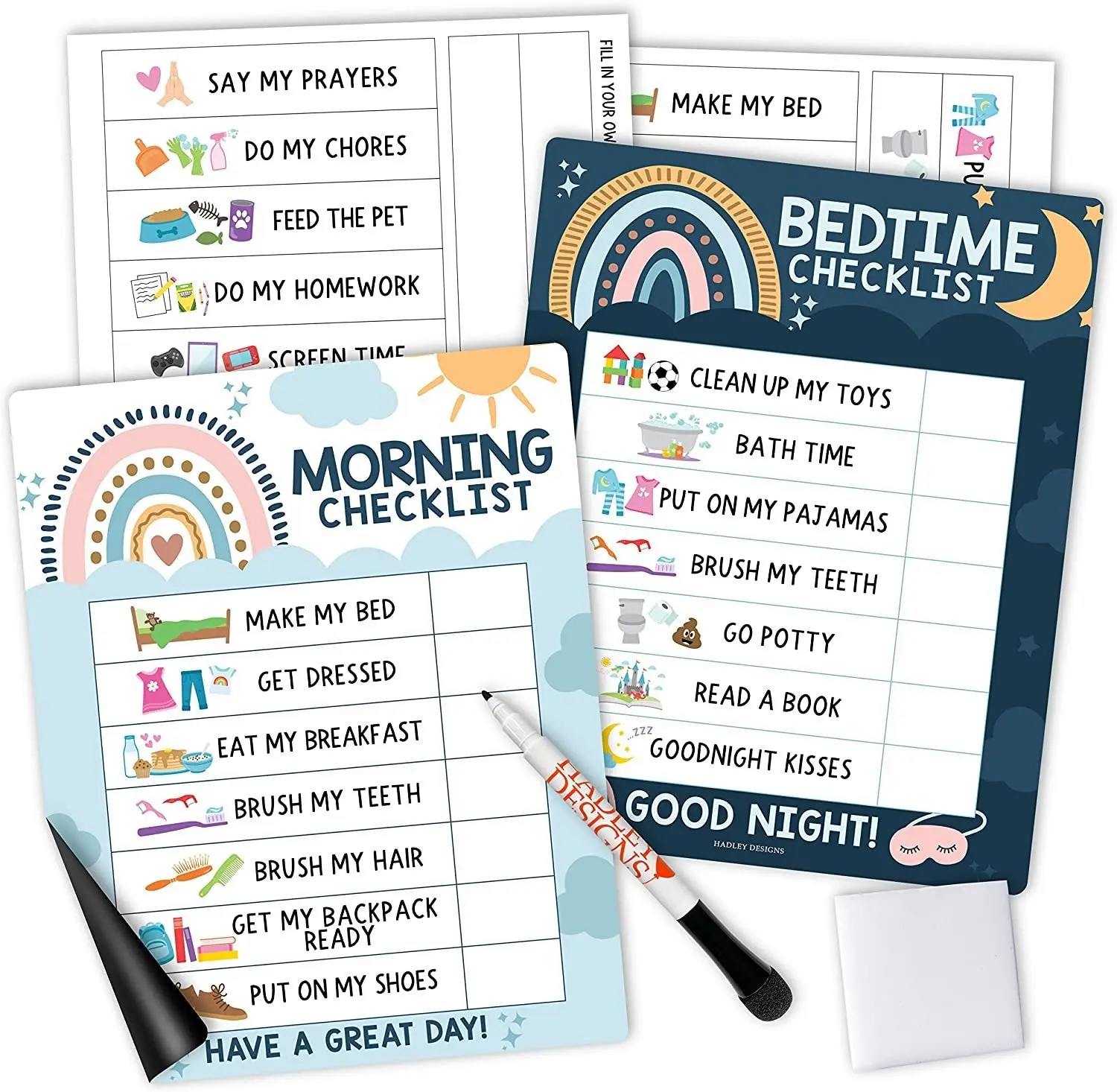 Boho Rainbow Daily and Nightly Routine Wall Charts