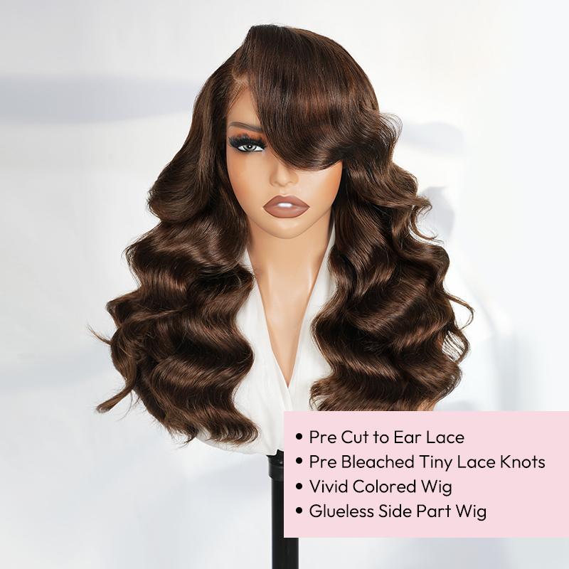 West Kiss 250% Density Right Side Part Glueless LayerCut Wig 6x8 Lace Closure Wig Body Wave Pre Cut Pre Bleached Ready Go Wigs