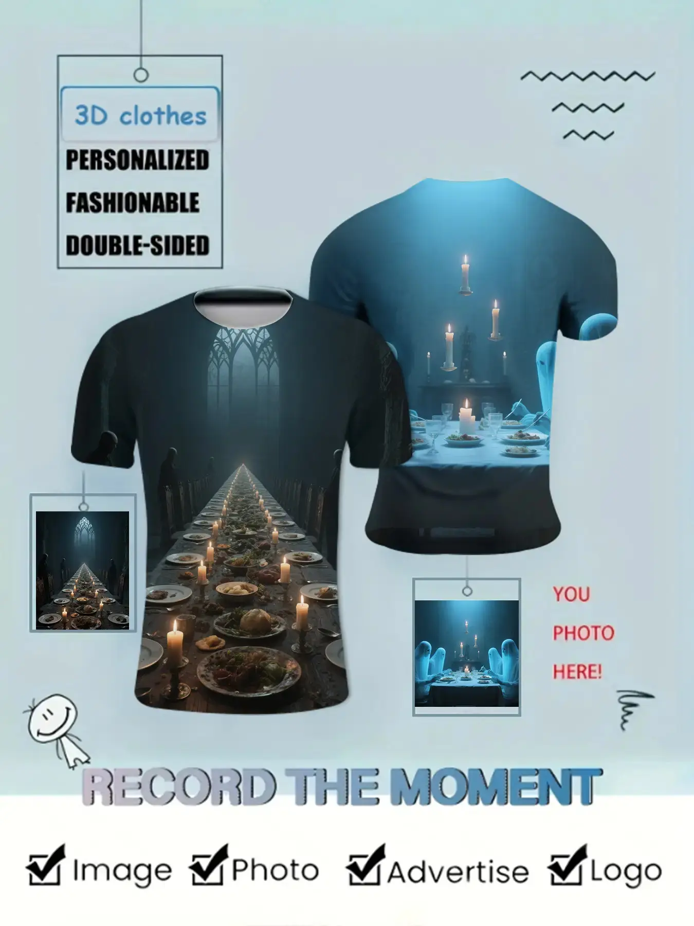 Men'S Custom Print T-Shirt - Personalized Front And Back Photo/Text/Logo Printing, Customizable Back Design (Image/Video), Durable Digital Printing Technology, Round Neck Short Sleeve, Casual And Formal Wear, Ideal for Birthdays/Corporate Gifts