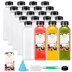 20Pcs 16oz Empty Plastic Juice Bottles with Caps, Reusable Clear Bulk Beverage Containers for Juice, Milk, Smoothie, and Other Beverages - Home Improvement.