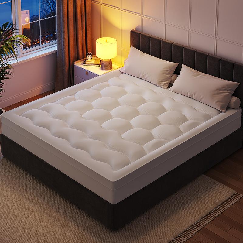 Raybee 2- 3 Inch Mattress Topper for 8-21"Deep, Ultra Soft Thick 500- 1000gsm Mattress Pads, 360° Warpped Mattress Protector Cover, Cooling Breathable Bed Topper Pad, Pressure Relief, Twin/Twin XL/Full/Queen/King, White