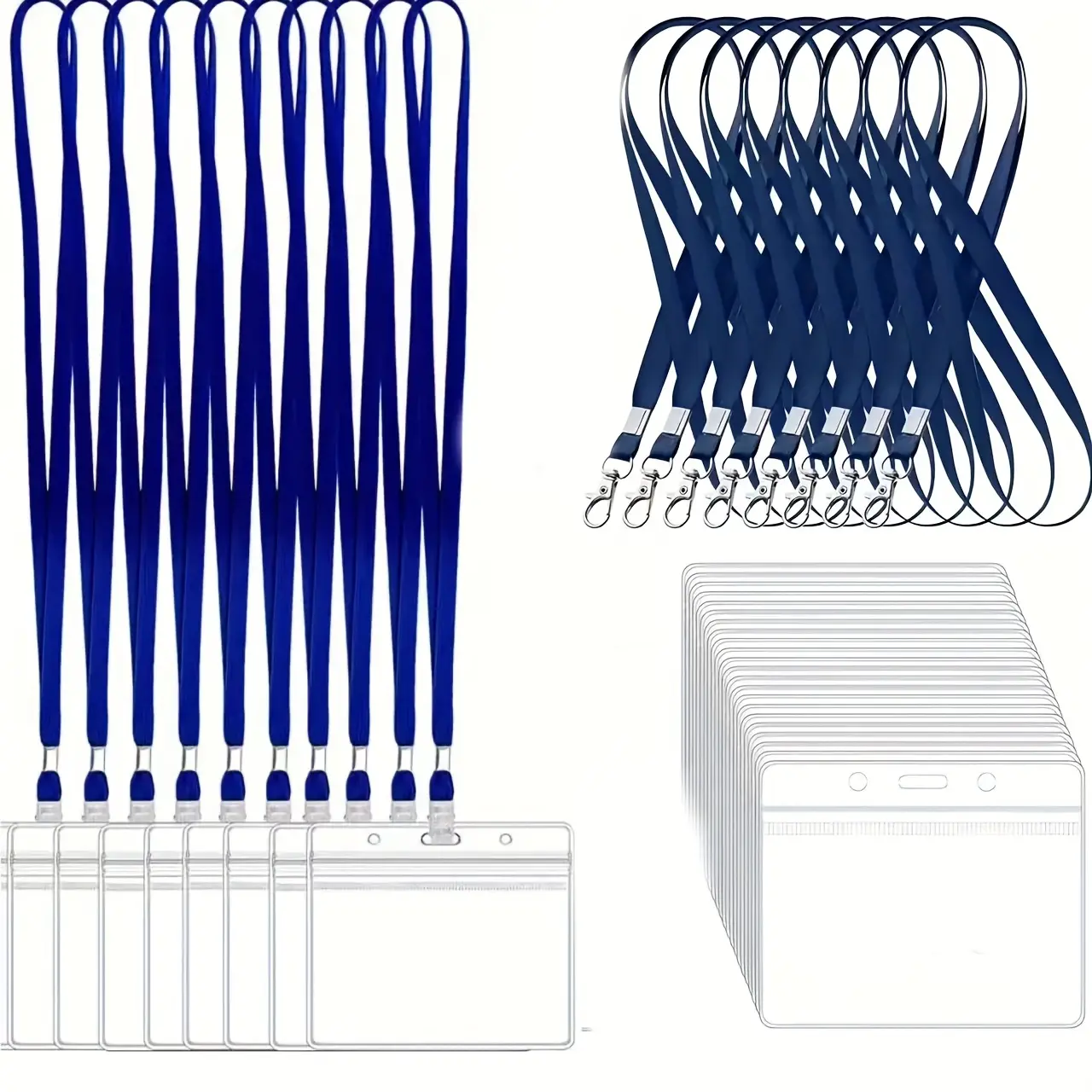 20pcs Transparent PVC ID Card Holders Set, Includes 10 Cards & 10 Lanyards, Ideal for Office School Travel Use, Id Holders For Badges, Clear Id Badge Holder, Id Badge Holder With Lanyard, Office Supplies