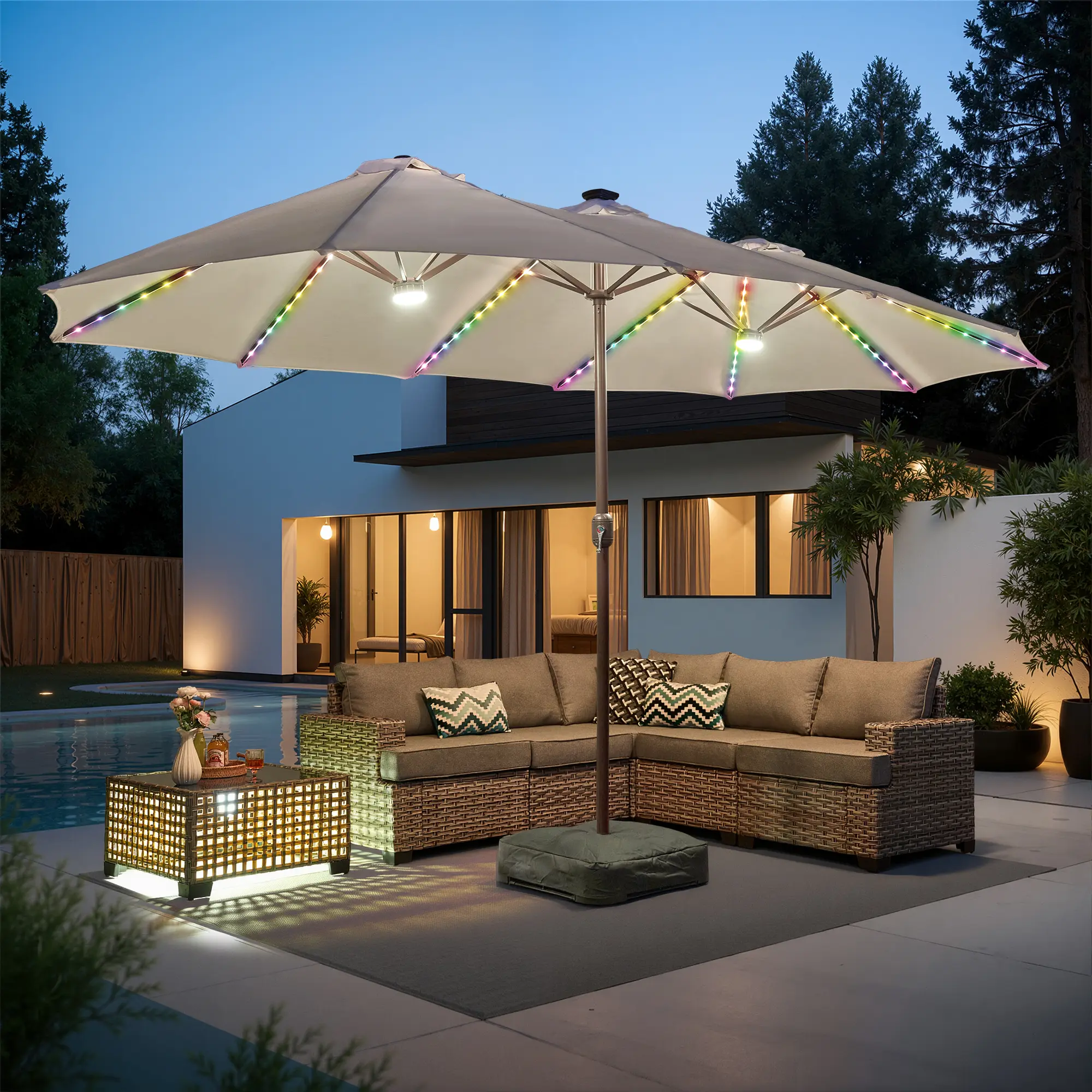 Off-White with solar-colored lights