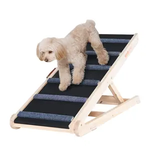 VEVOR Dog Ramp,  Folding Pet Ramp for Bed, Adjustable Dog Ramp for Small, Large, Old Dogs & Cats, Wooden Pet Ramp with 41.3" Long Ramp, Adjustable from 13.77" to 25.59", Suitable for Couch, Sofa, Car