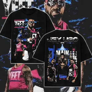 [WWE] Jey Uso YEET Graphic T-Shirt, Main Event Jey Uso Wrestling Fan Tee, Bloodline WWE Superstar Shirt, YEET Catchphrase Vintage Wrestling Tee, WWE Streetwear Wrestling Shirt for Men Women Fans, WrestleMania WWE Merch
