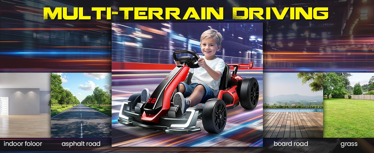 Hikole Electric Go Kart for Kids, 24V Drift Cart with Adjustable Seat, 3 Speed Mode, Fast 300W Motor, 8.5 MPH, EVA Tires, Ride on Toys for Kids 6-12 Years Old Hikole Electric Go Kart for Kids, 24V Drift Cart with Adjustable Seat, 3 Speed Mode, Fast 300W Motor, 8.5 MPH, EVA Tires, Ride on Toys for Kids 6-12 Years Old