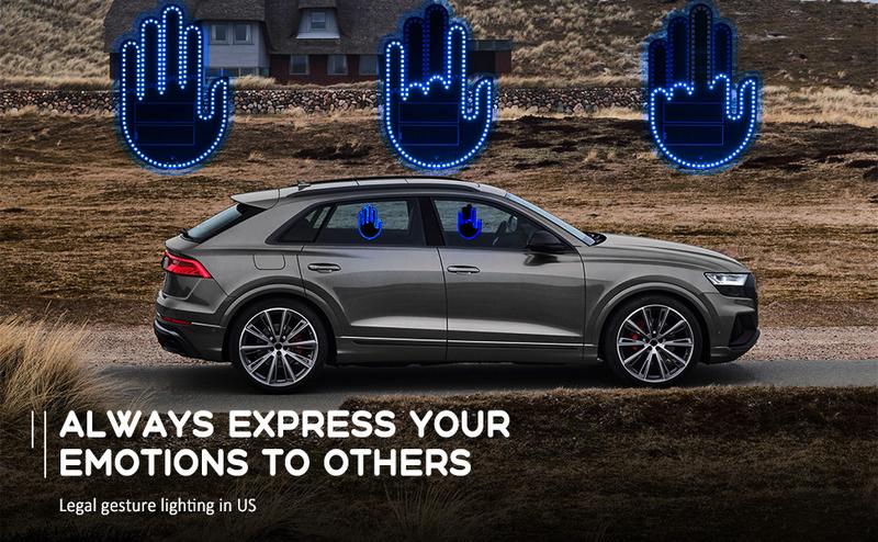 DIBMS Wireless control of LED Car Gesture Light with Remote Control, Recyclable & Rechargeable, Fun Rear Window Sign,Calming Road Rage, Ambient Lighting Kit,3 Modes Adjustable Finger Lights.
