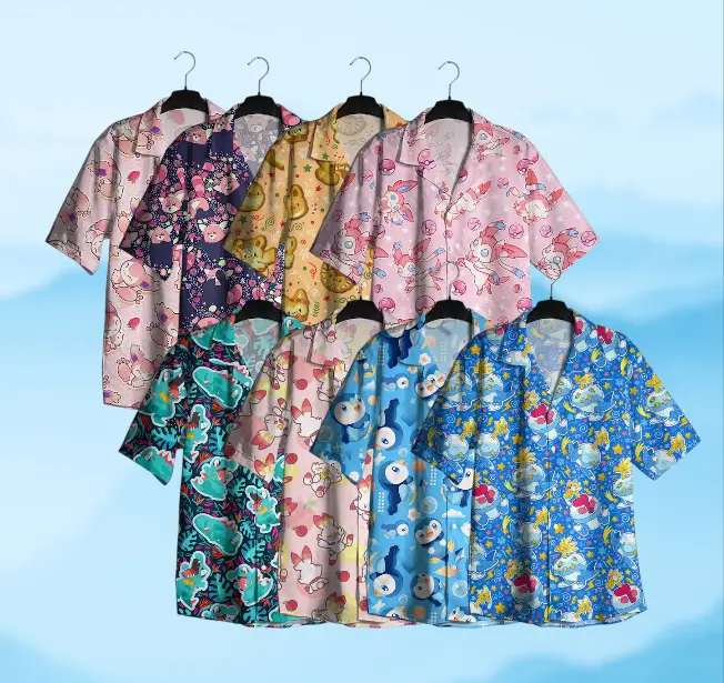 Cute Anime Hawaiian Shirt, Fairy Creature Aloha Shirt, Tropical Beach Button Down, Summer Vacation Outfit, Gift for Anime Lovers