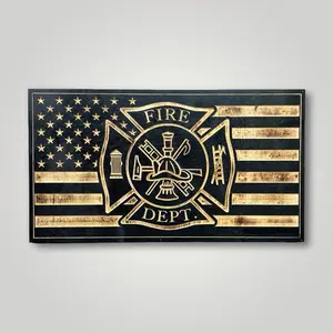 Fire Department Wooden Flag