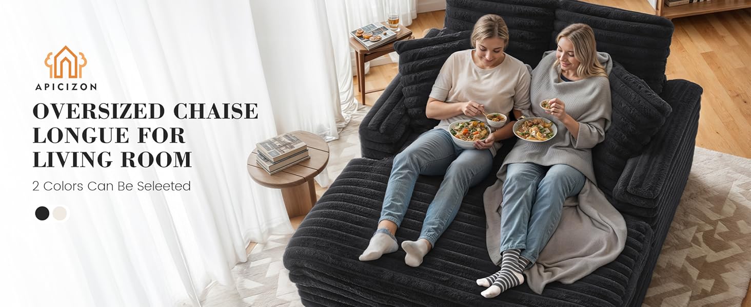 Apicizon Oversized Chaise Lounge Chair, Fluffy Cozy Sleep Couch with Striped Faux Fur Throw Pillow, Modern Full Size Bed for Living Room/Bedroom Apicizon Oversized Chaise Lounge Chair, Fluffy Cozy Sleep Couch with Striped Faux Fur Throw Pillow, Modern Full Size Bed for Living Room/Bedroom