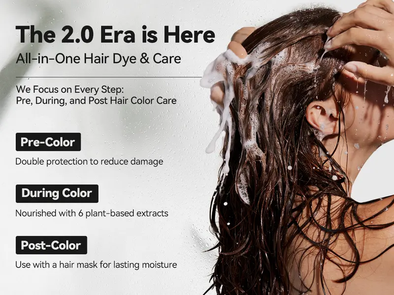 Limer 6-in-1 Multicolor Hair Dye Shampoo - 460ml Herbal, Ammonia-Free, Semi-Permanent, No Bleach Formula with Black Currant Leaf Extract for Adults, Anti-Aging Gray Hair Coverage, 48-Hour Patch Test Required At-Home Haircare