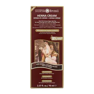 Surya Brasil Henna Cream Dark Brown - 96% Natural Ingredients, Vegan, Cruelty-Free, Eco-Friendly, Semi-Permanent Hair Color, Deep Hydration & Shine, 2.37 oz