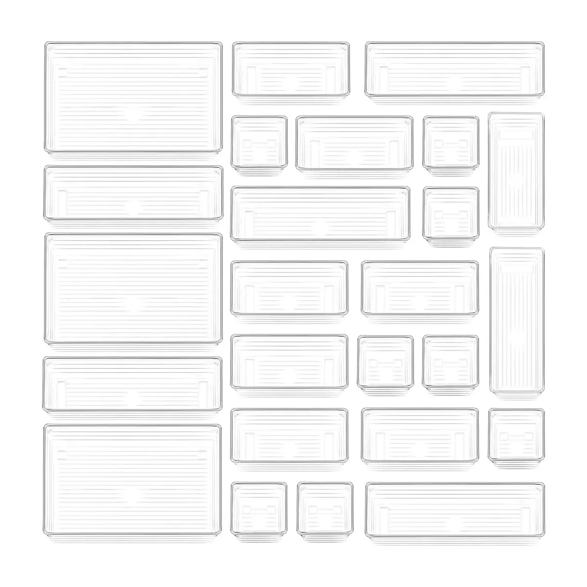 Clear Plastic Drawer Organizer Tray for Makeup, Kitchen Utensils, Jewelries and Gadgets